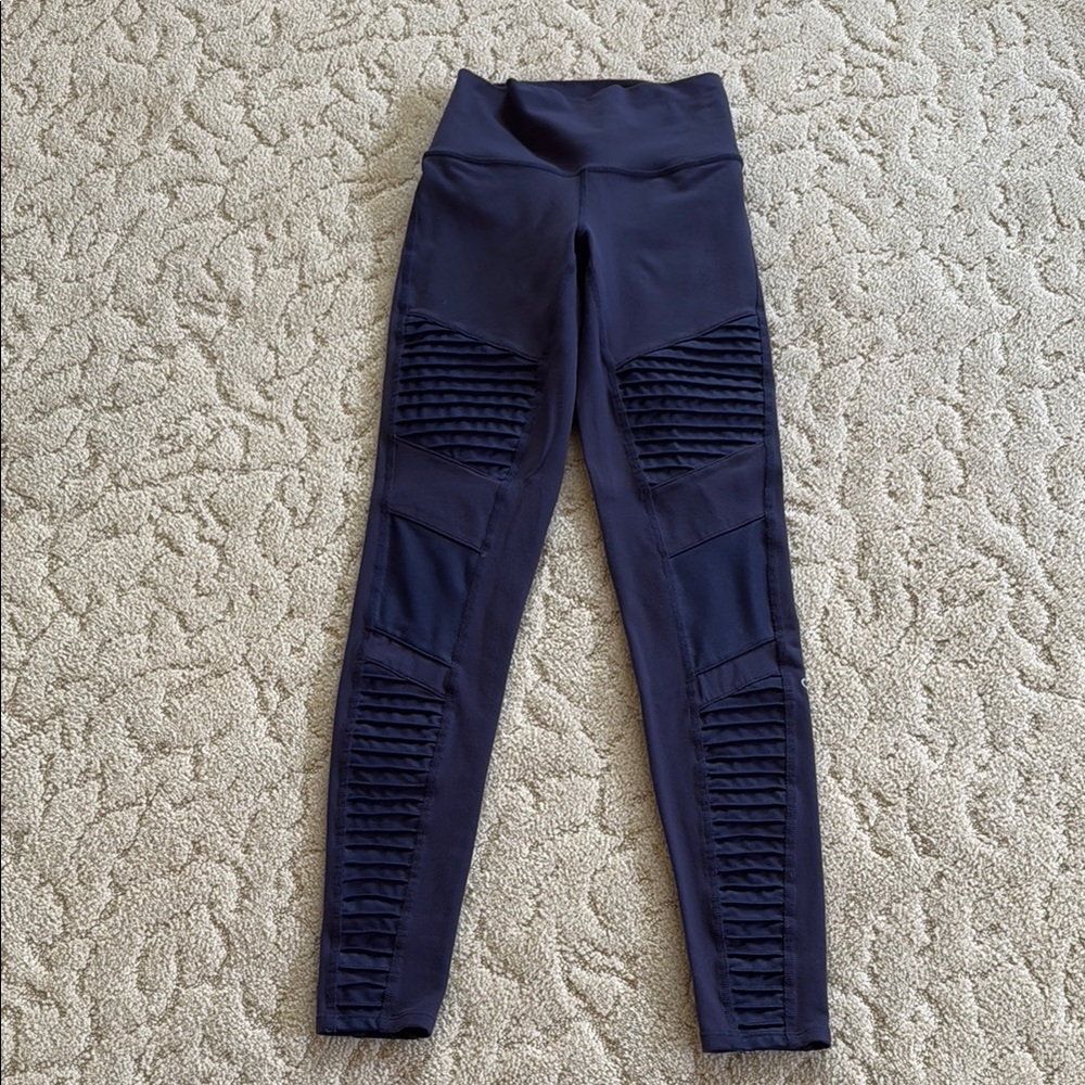 Alo Yoga Navy High-Waisted Moto Leggings